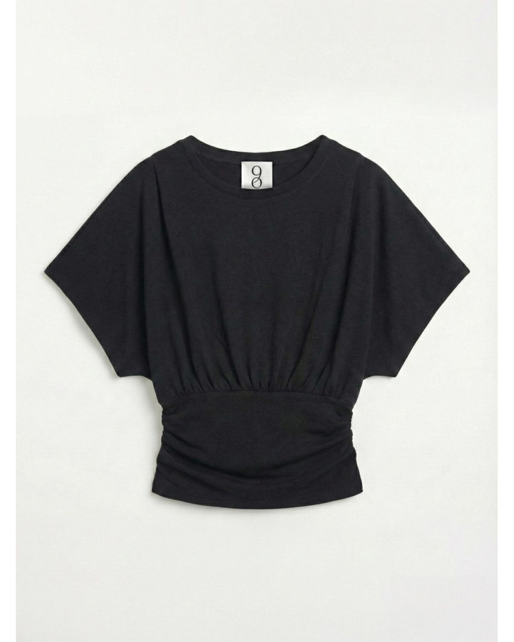 NINETY PERCENT Blue Wren Rouch Hem Tee In Black
