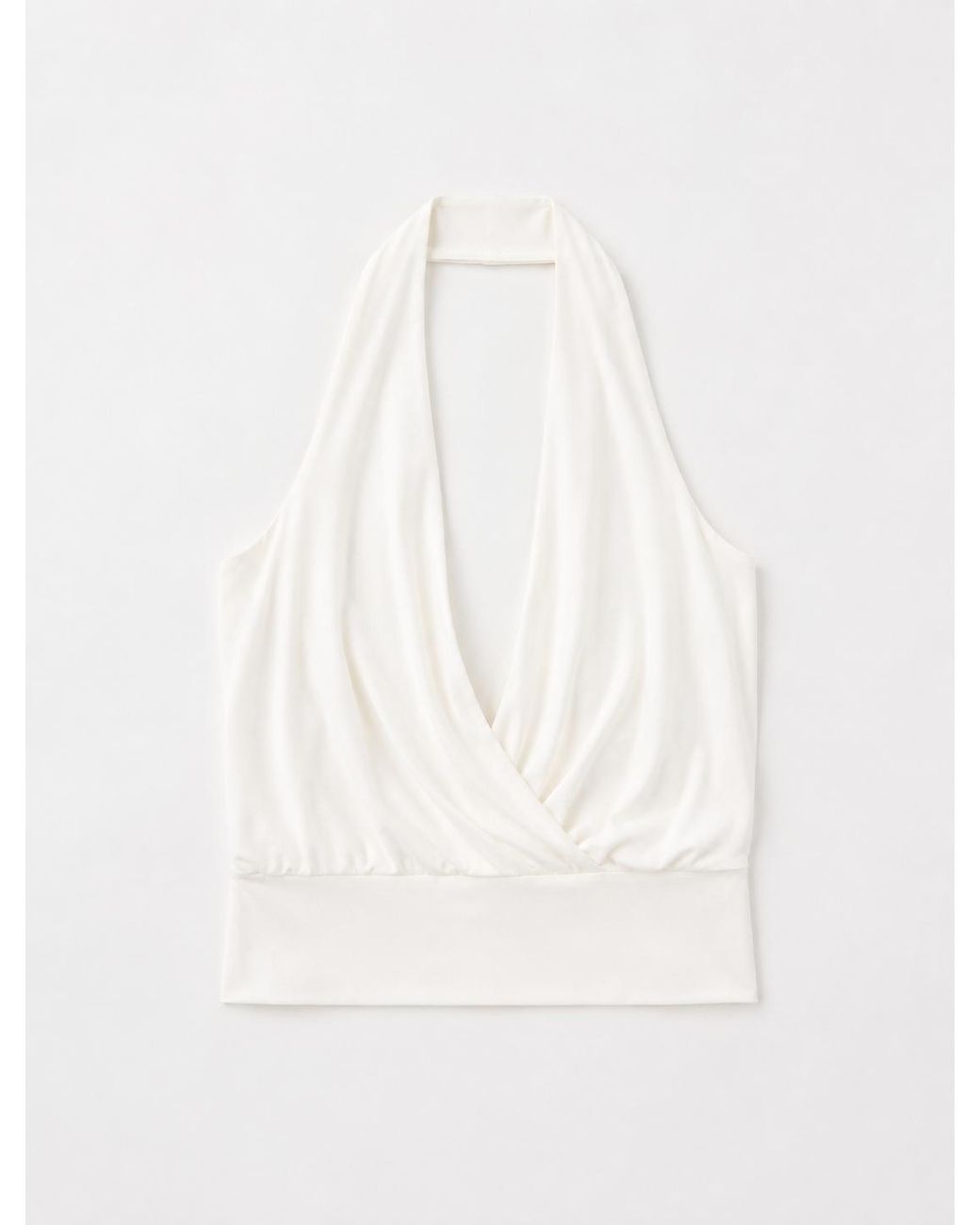 NINETY PERCENT White Lenny Wrap Front Halter In Chalk