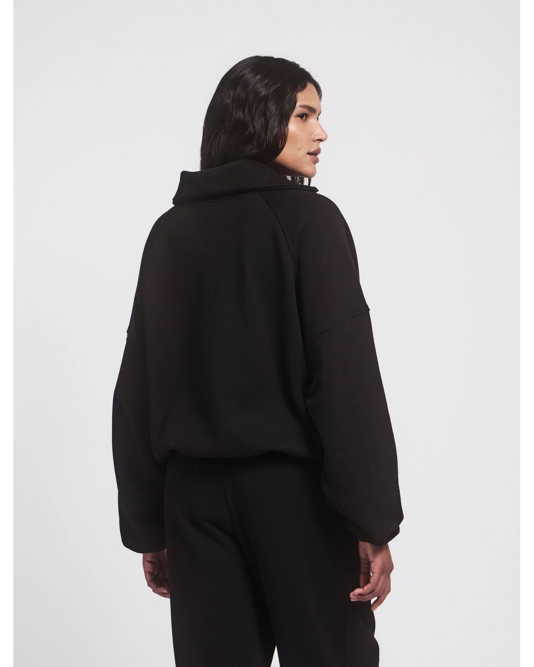 NINETY PERCENT Classic Half Zip Sweatshirt In Black