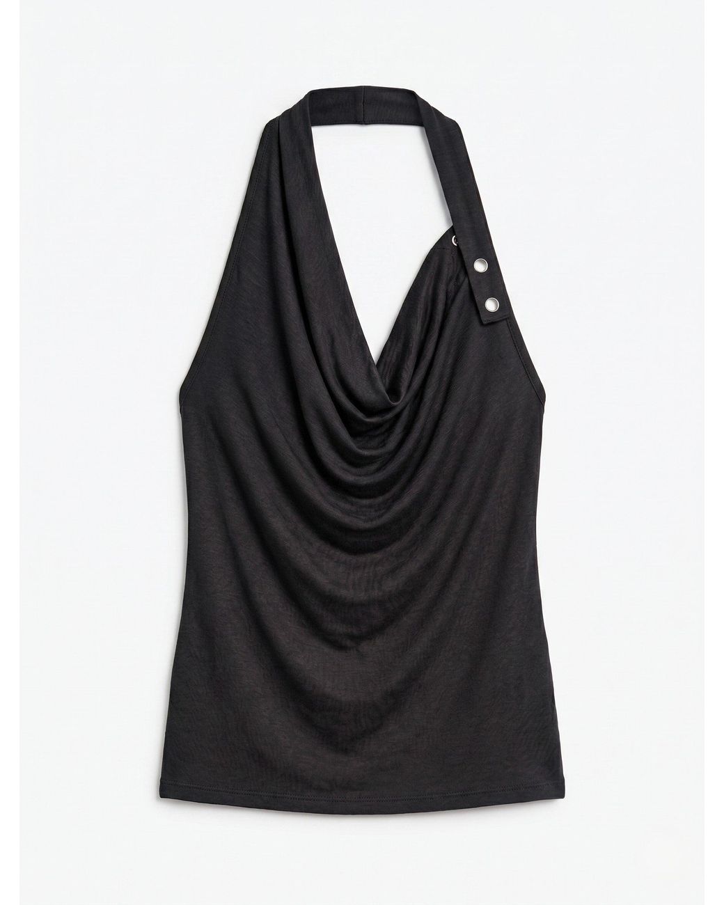 NINETY PERCENT Blue Sierra Drape Front Halter Top In Black