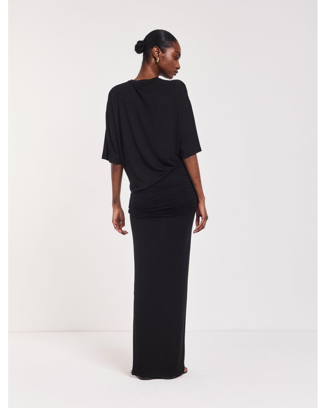 NINETY PERCENT Blue Leah Ruched Maxi Skirt In Black