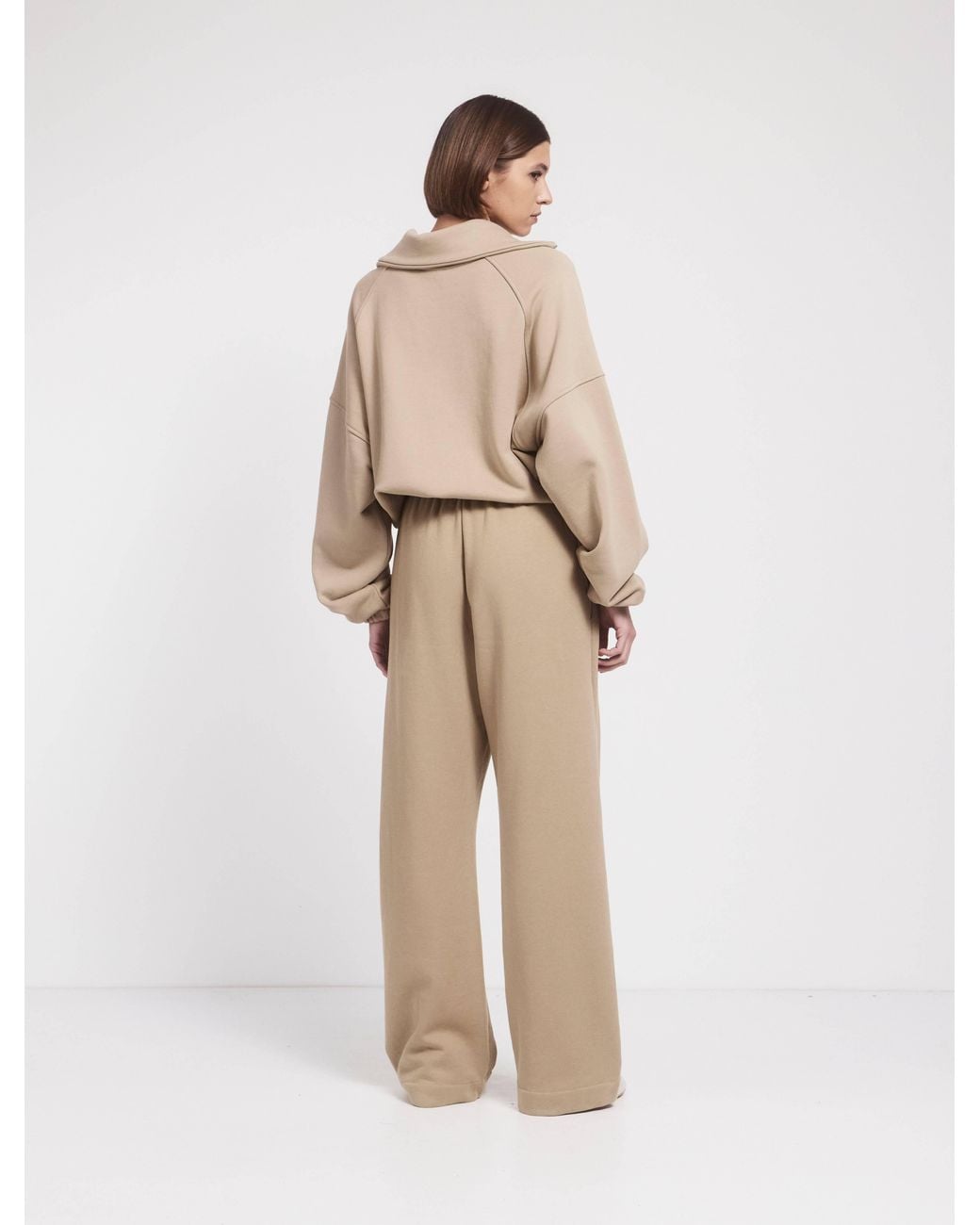 NINETY PERCENT Natural Straight Leg Sweatpant In Taupe