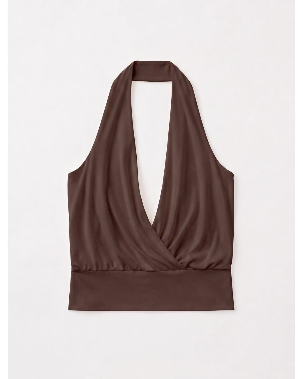 NINETY PERCENT Natural Lenny Wrap Front Halter In Bitter Chocolate