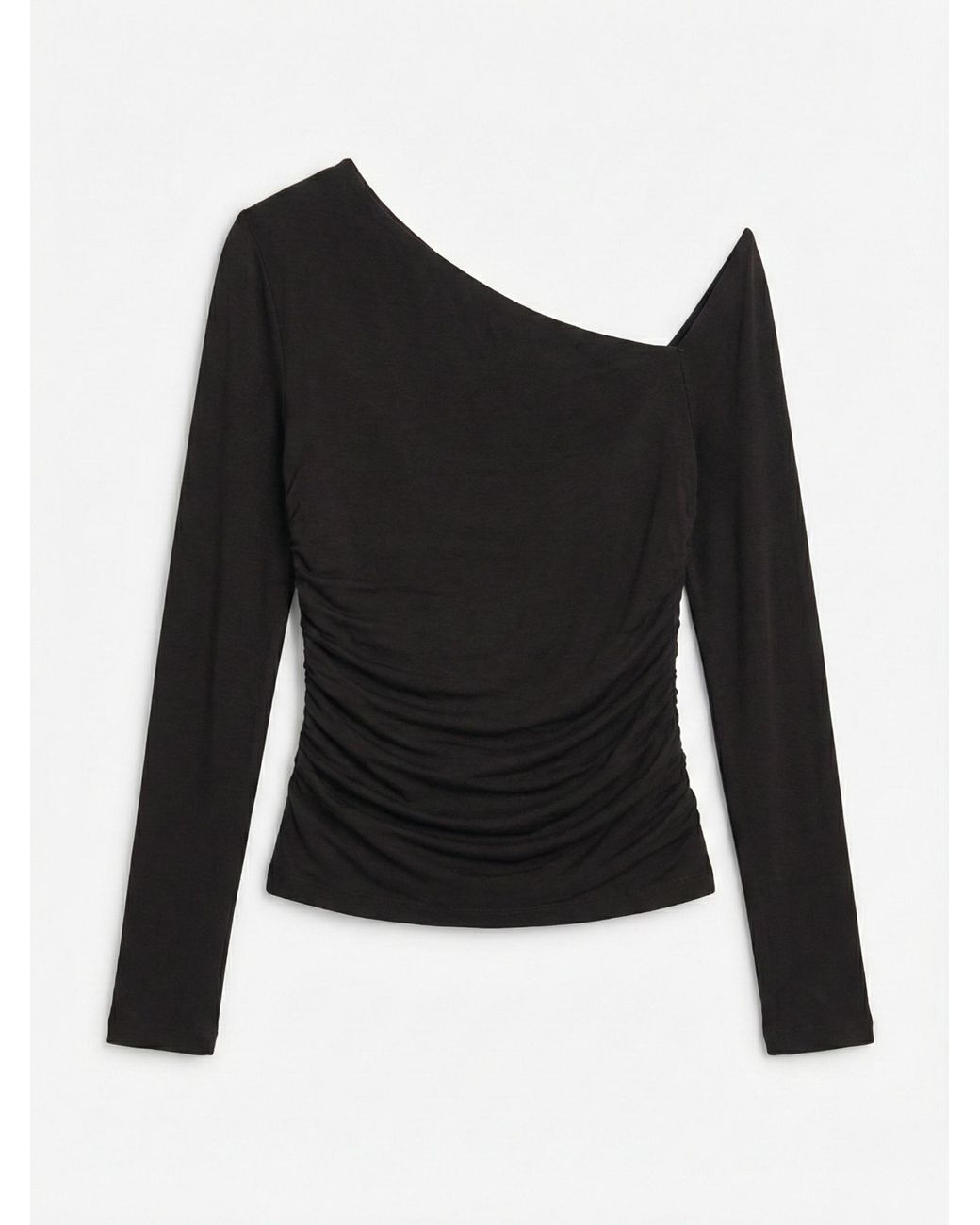 NINETY PERCENT Black Parker Asymmetrical Top In Bitter Chocolate