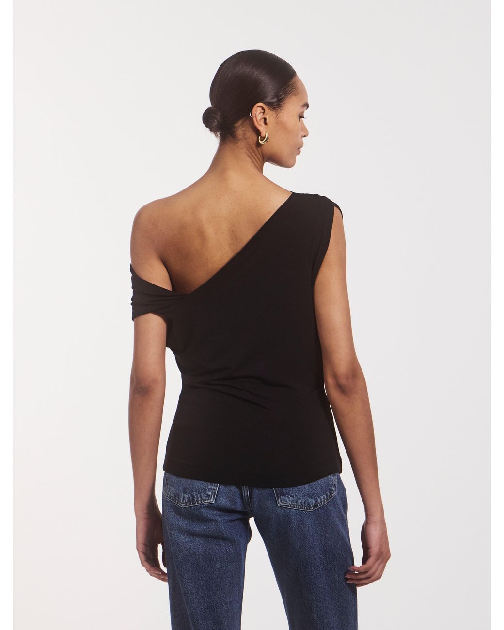 NINETY PERCENT Tanz Draped Top In Black