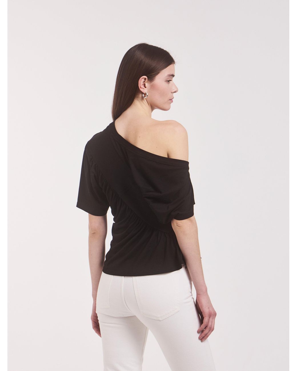 NINETY PERCENT Agathi Draped Top In Black