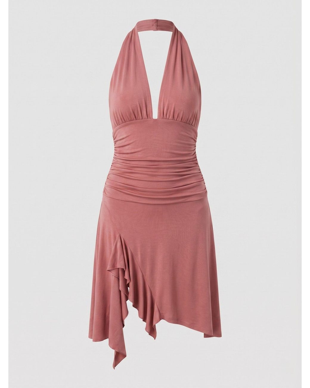 NINETY PERCENT Pink Pippa Halter Dress In Melon