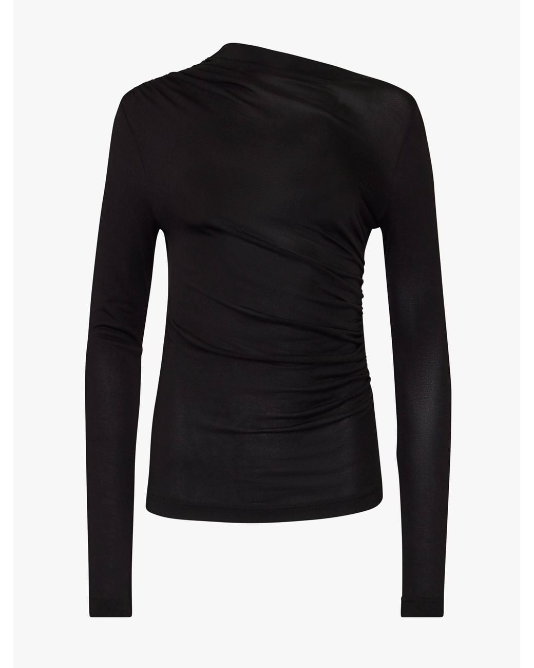 NINETY PERCENT Iphis Draped Long Sleeve Top In Black