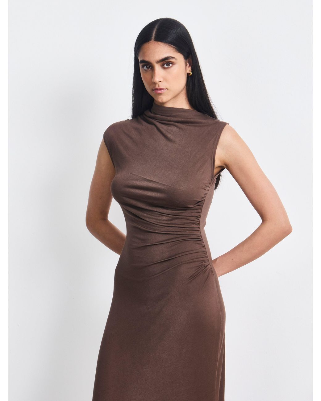 NINETY PERCENT White Ines Maxi Dress In Mocha