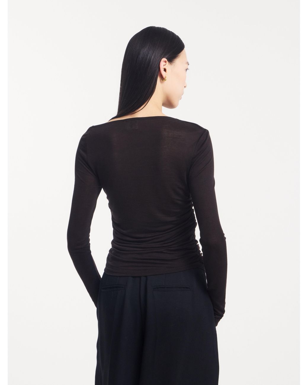 NINETY PERCENT Black Parker Asymmetrical Top In Bitter Chocolate