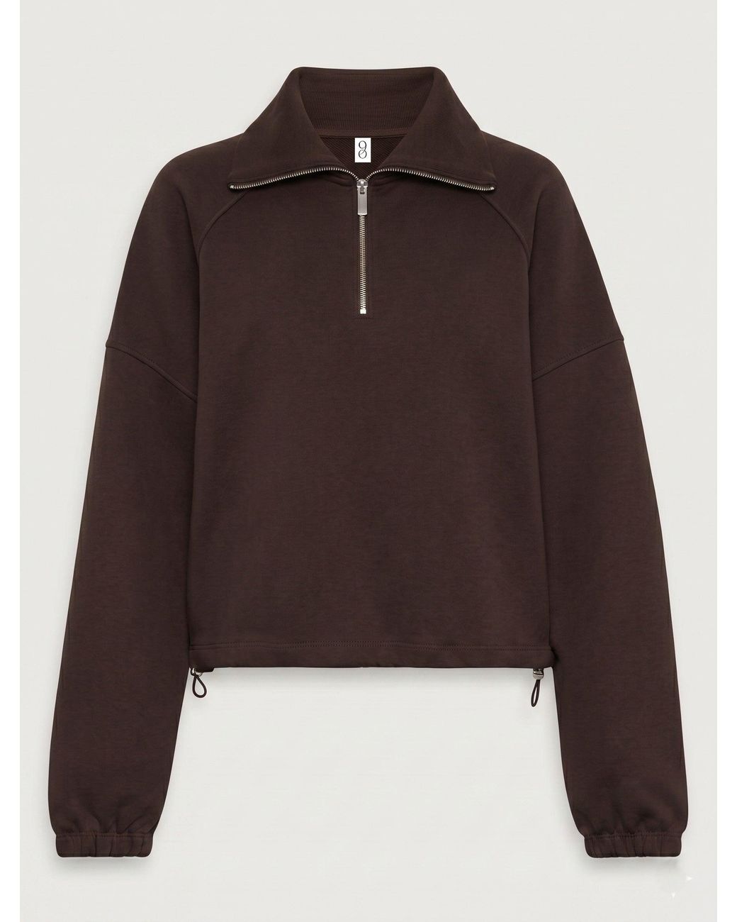 NINETY PERCENT Black Classic Half Zip Sweatshirt In Bitter Chocolate