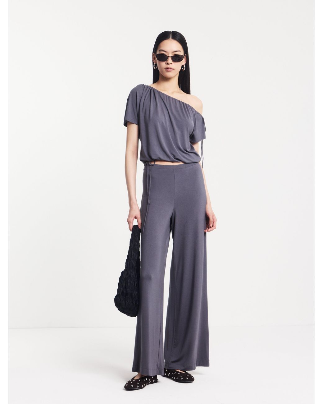 NINETY PERCENT White Clover Wide Leg Bottom In Magnet