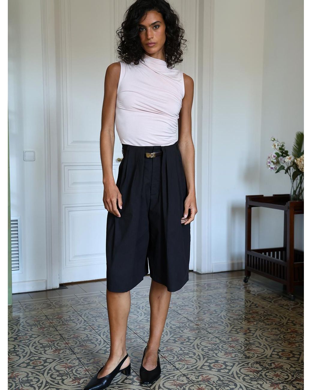 NINETY PERCENT Juniper Pleated Short In Black