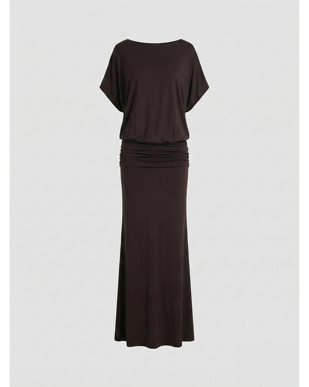 NINETY PERCENT Blue Ramona Blouson Maxi Dress With Full Hem In Bitter Chocolate