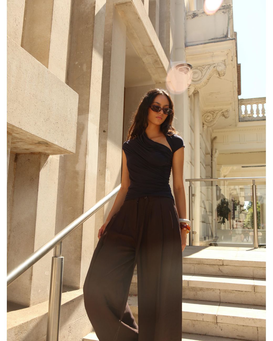NINETY PERCENT Natural Scarab Micromodal Cut Out Top In Navy