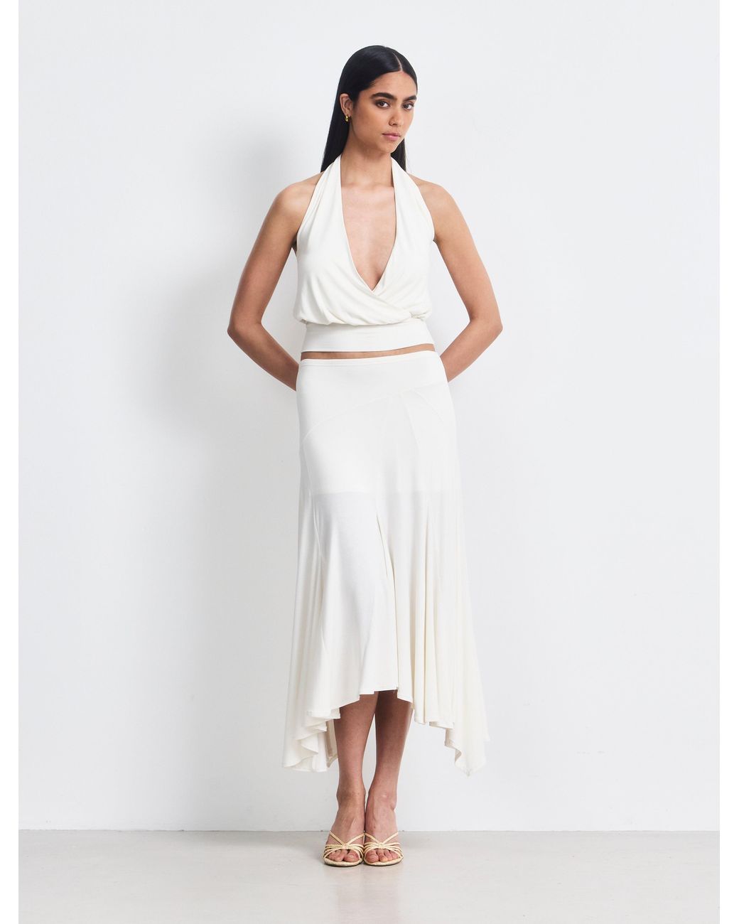 NINETY PERCENT White Lenny Wrap Front Halter In Chalk