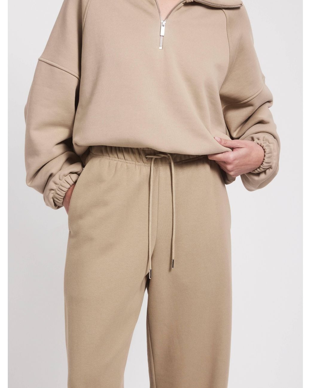 NINETY PERCENT Natural Straight Leg Sweatpant In Taupe