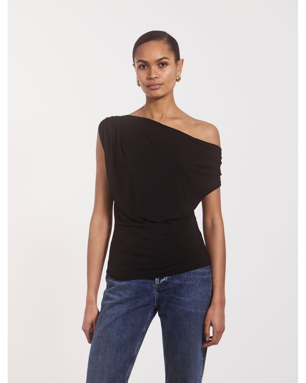 NINETY PERCENT Tanz Draped Top In Black