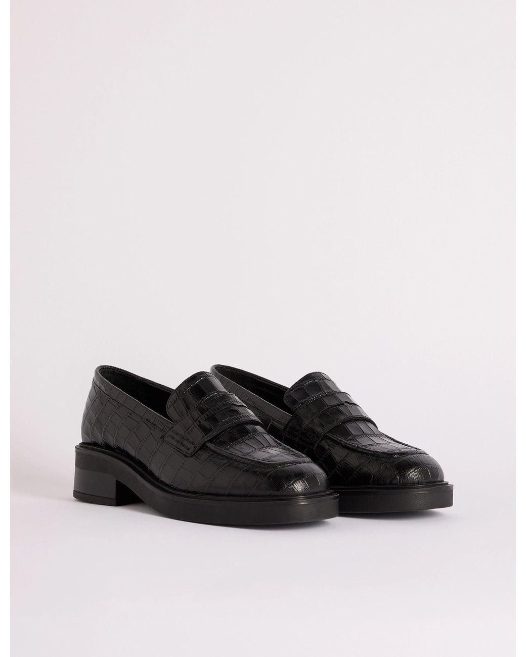 Nobody's Child Brown Croc-Embossed Chunky Loafes