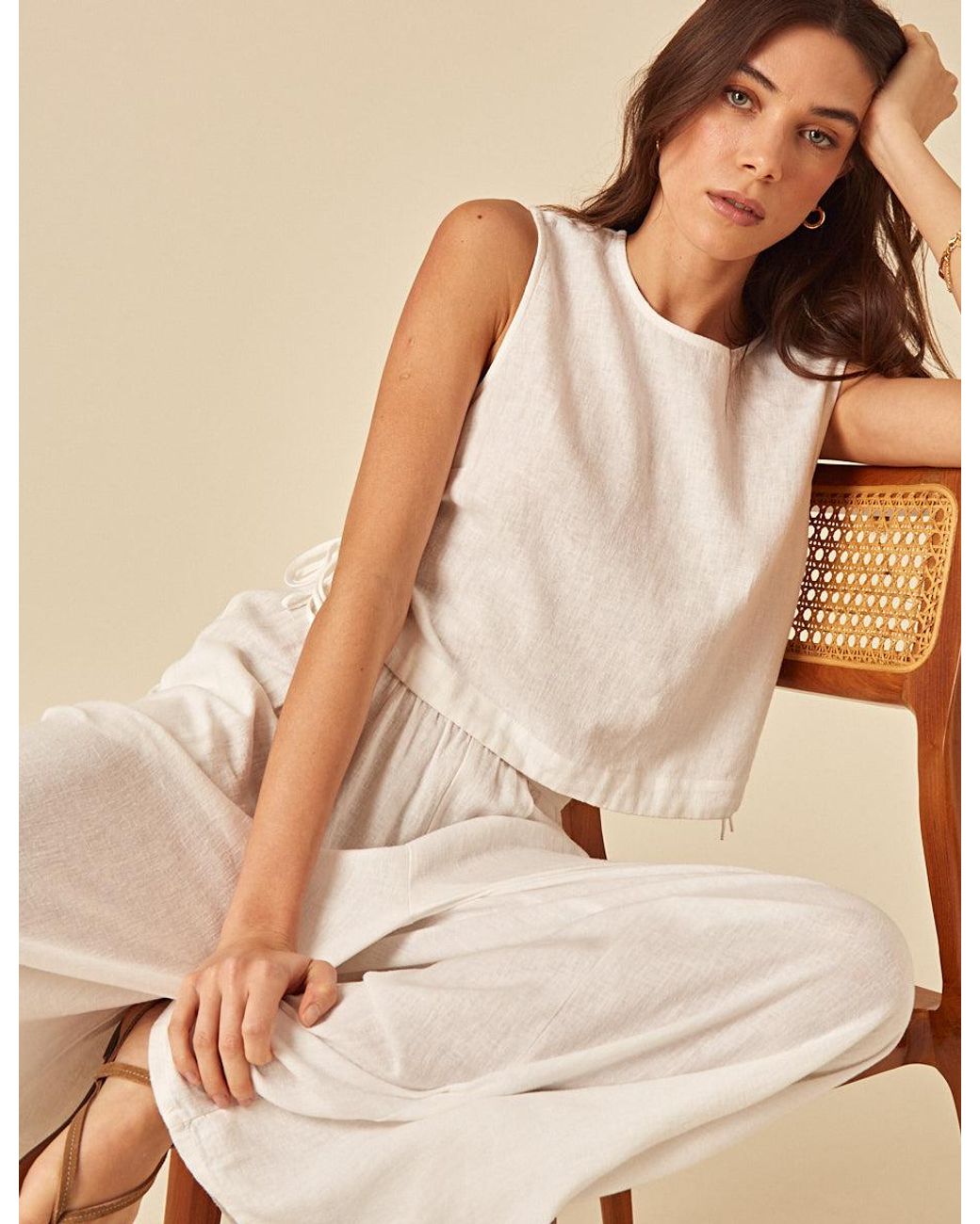Nobody's Child Natural Linen-Rich Wide Leg Jerrow Trousers