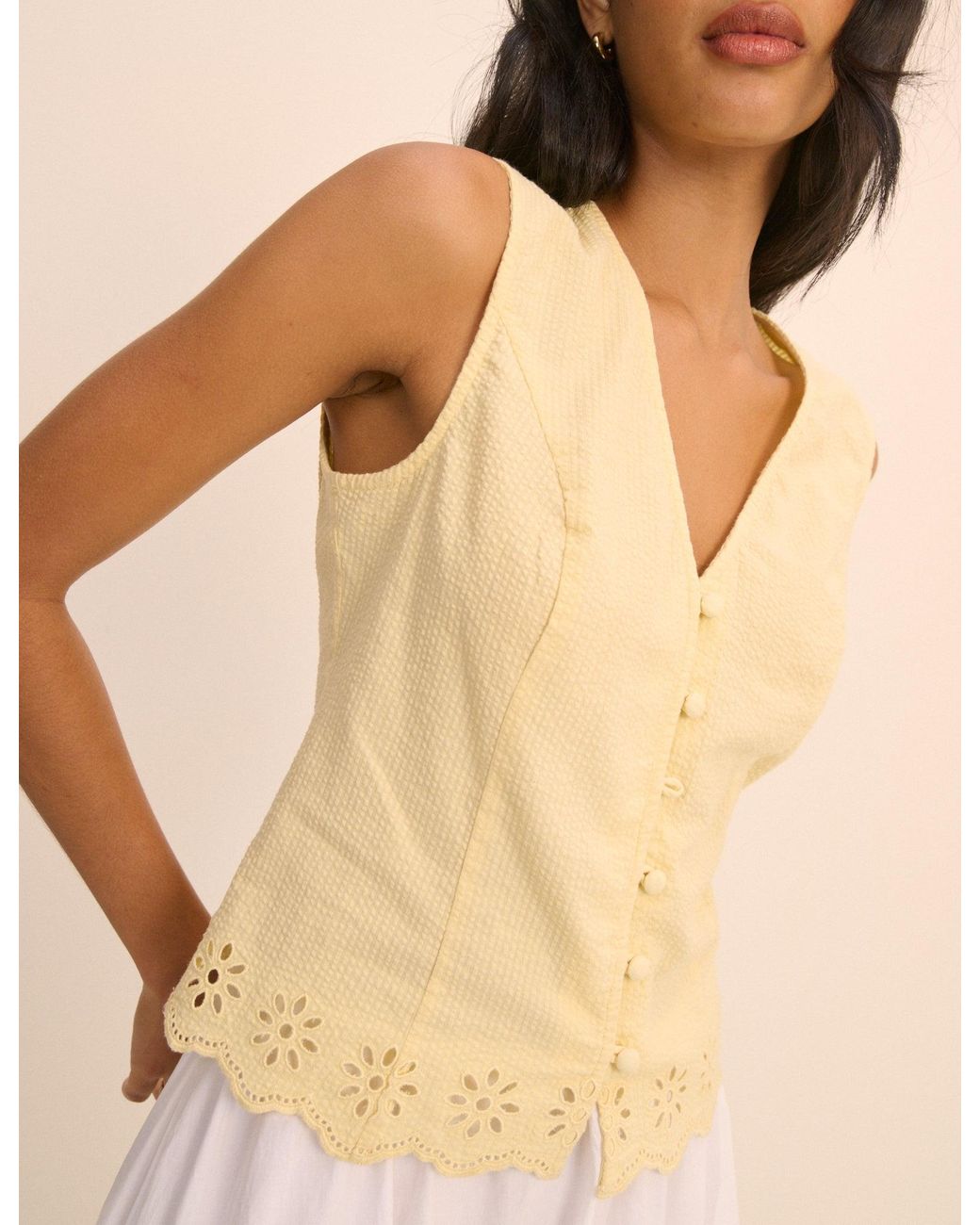 Nobody's Child Blue Scallop Edge Lindy Waistcoat Top