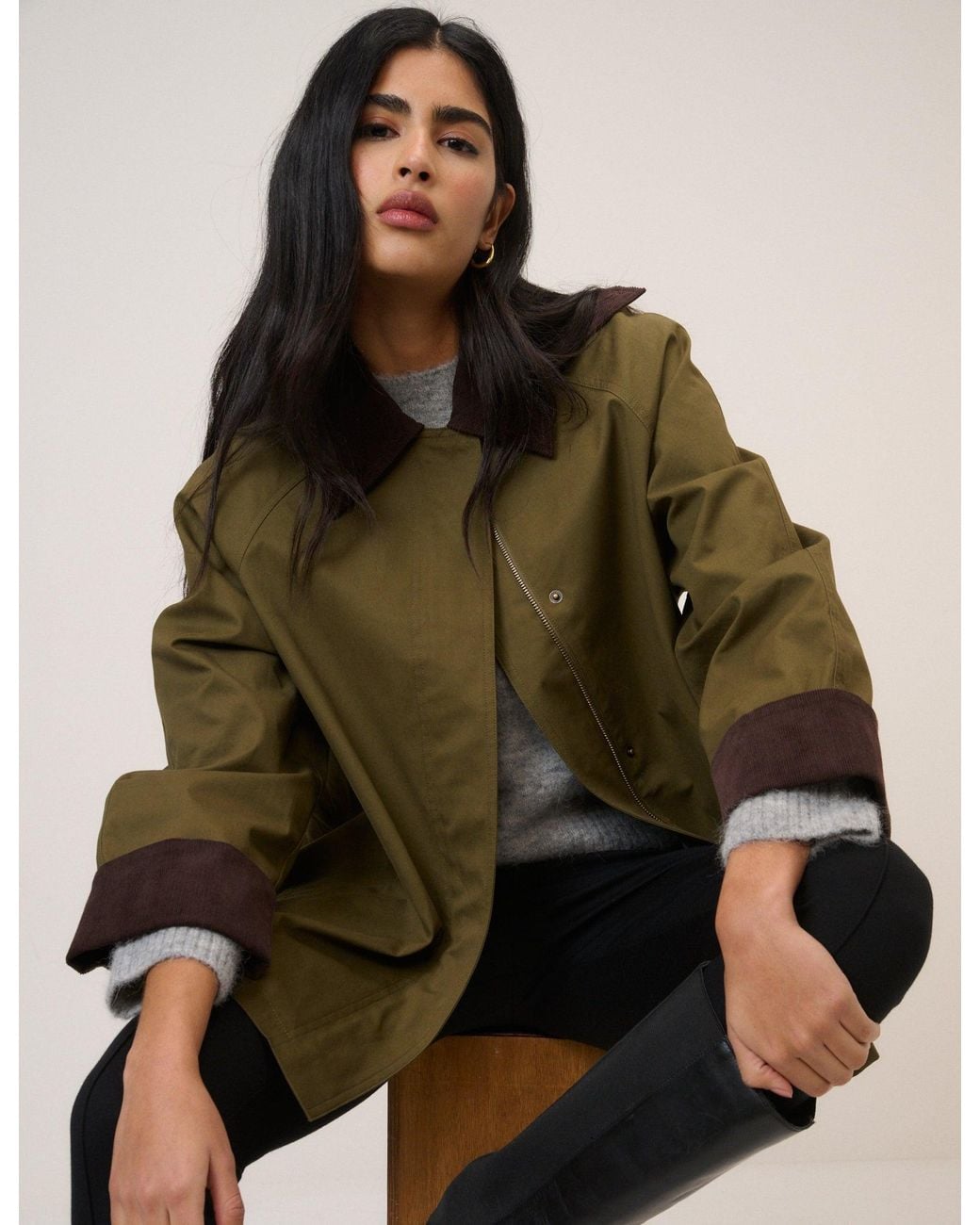 Nobody's Child Brown Cord Detail Barn Jacket