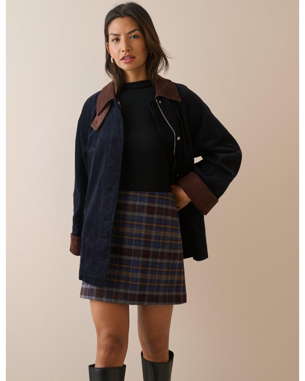 Nobody's Child Natural And Tartan Wool-Blend Mini Skirt