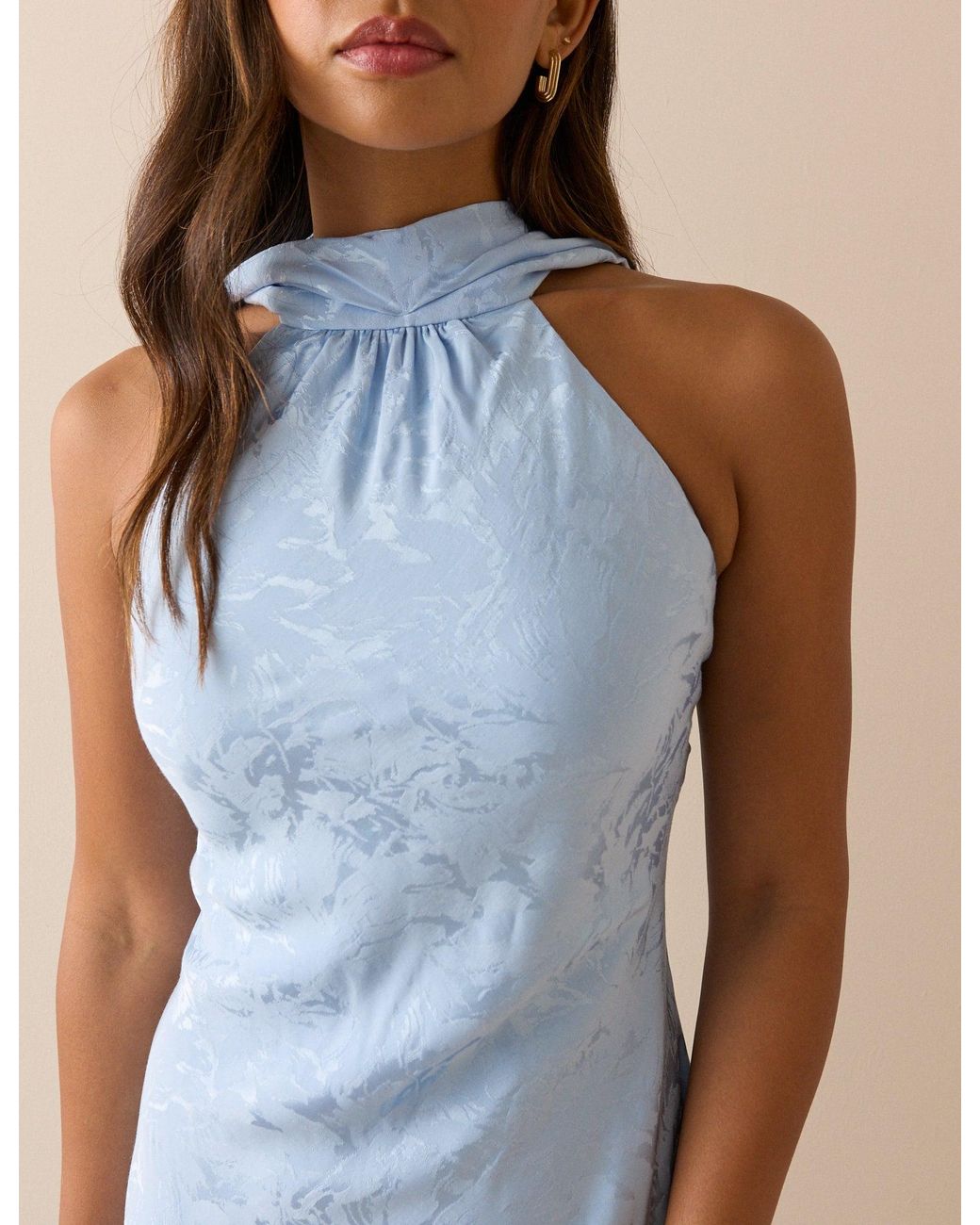 Nobody's Child Blue Baby Floral Satin Fifi Maxi Dress