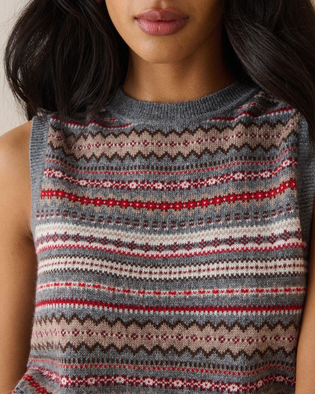 Nobody's Child Black Fair Isle Print Knitted Vest
