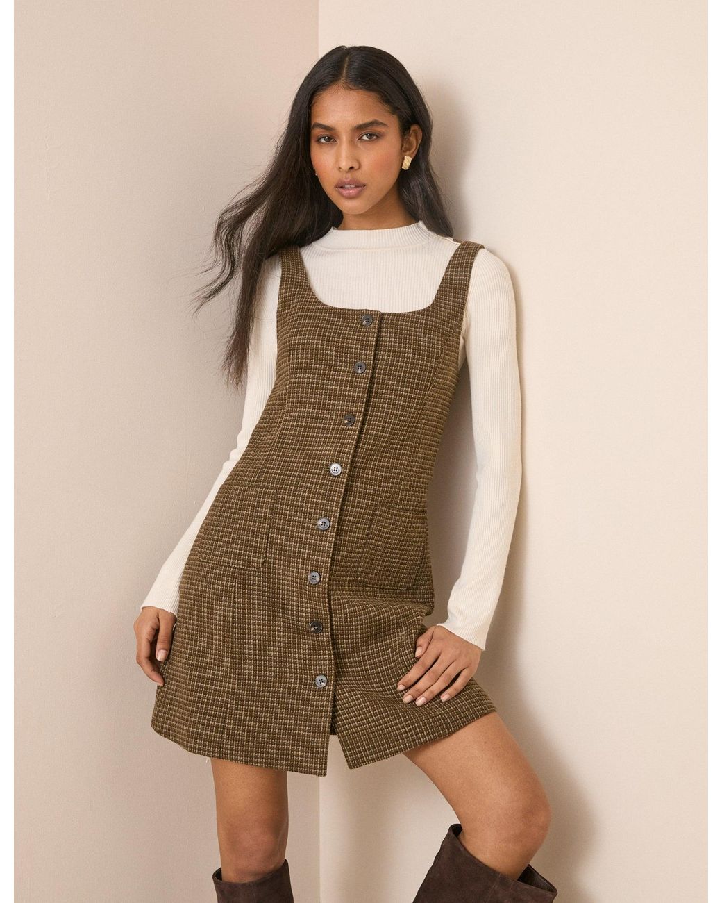 Nobody's Child Red Heritage Check Wool-Blend Mini Shift Dress