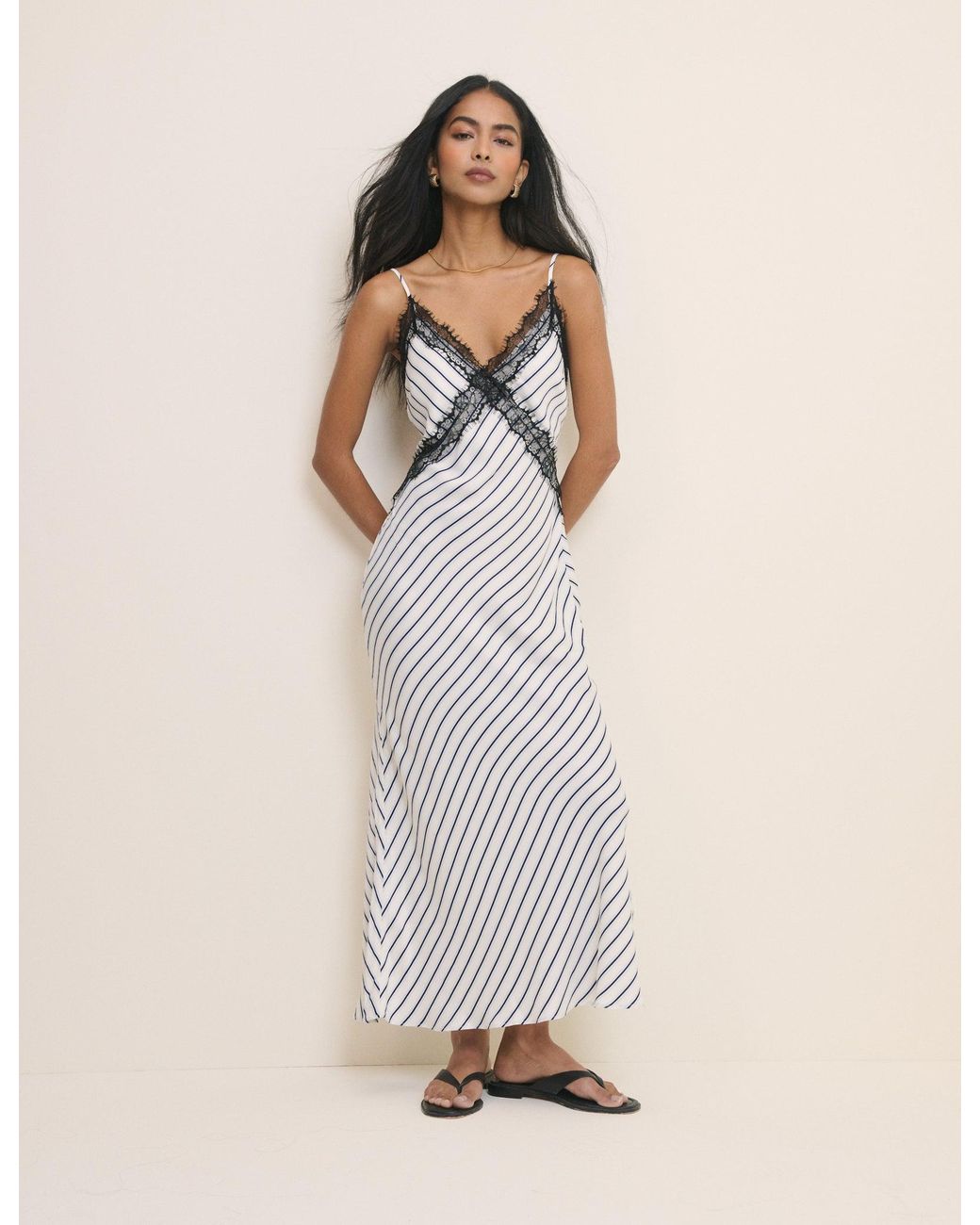 Nobody's Child Natural And Striped Slip Emerson Midi Dress