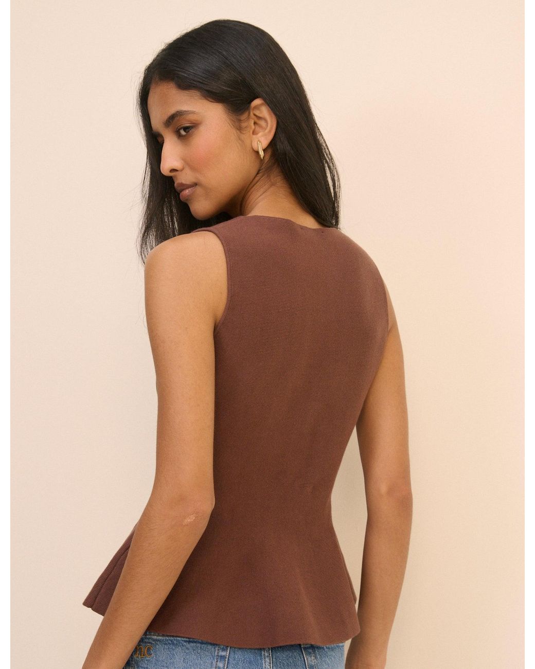 Nobody's Child Brown Peplum Knitted Top
