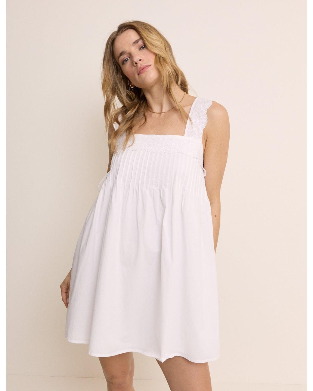 Nobody's Child Natural Square Neck Valerie Mini Dress