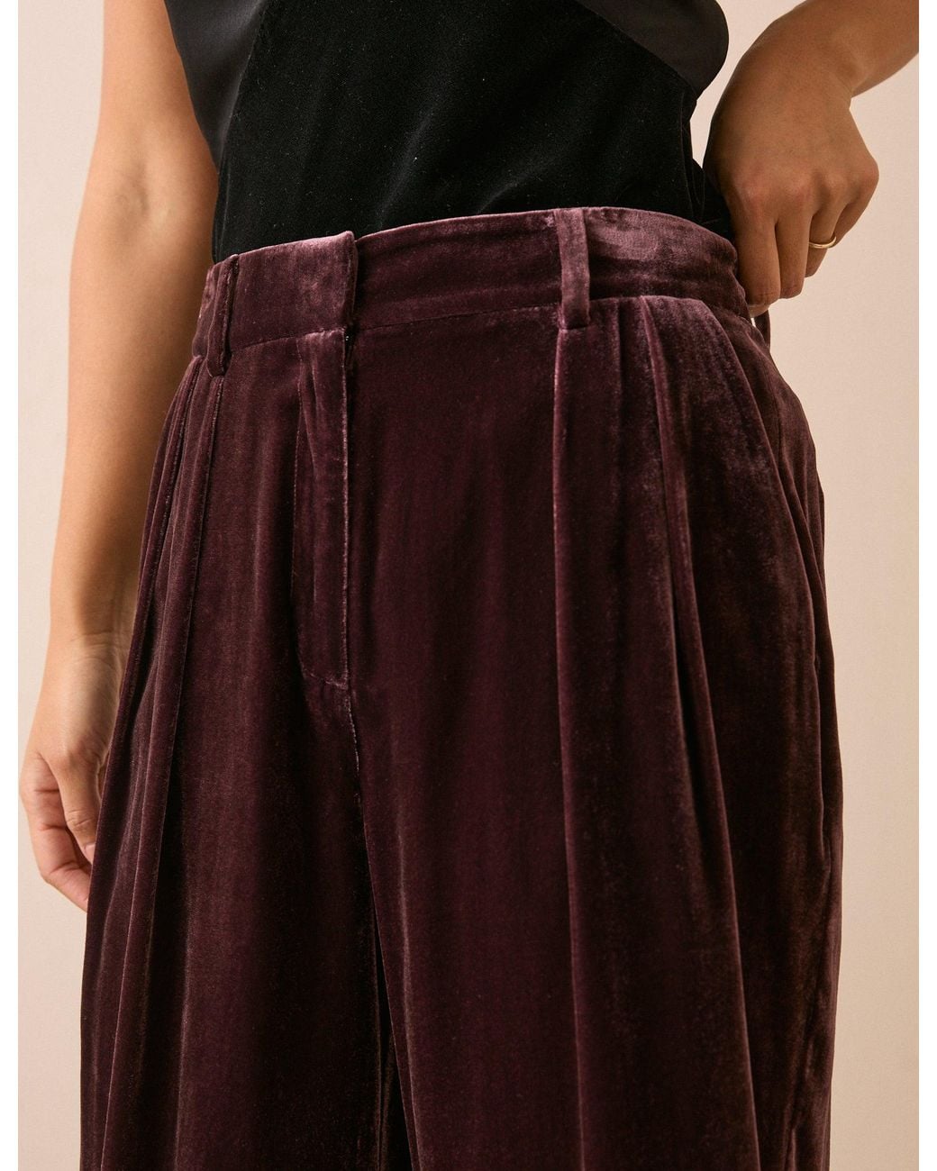Nobody's Child Natural Velvet Wide Leg Trouser