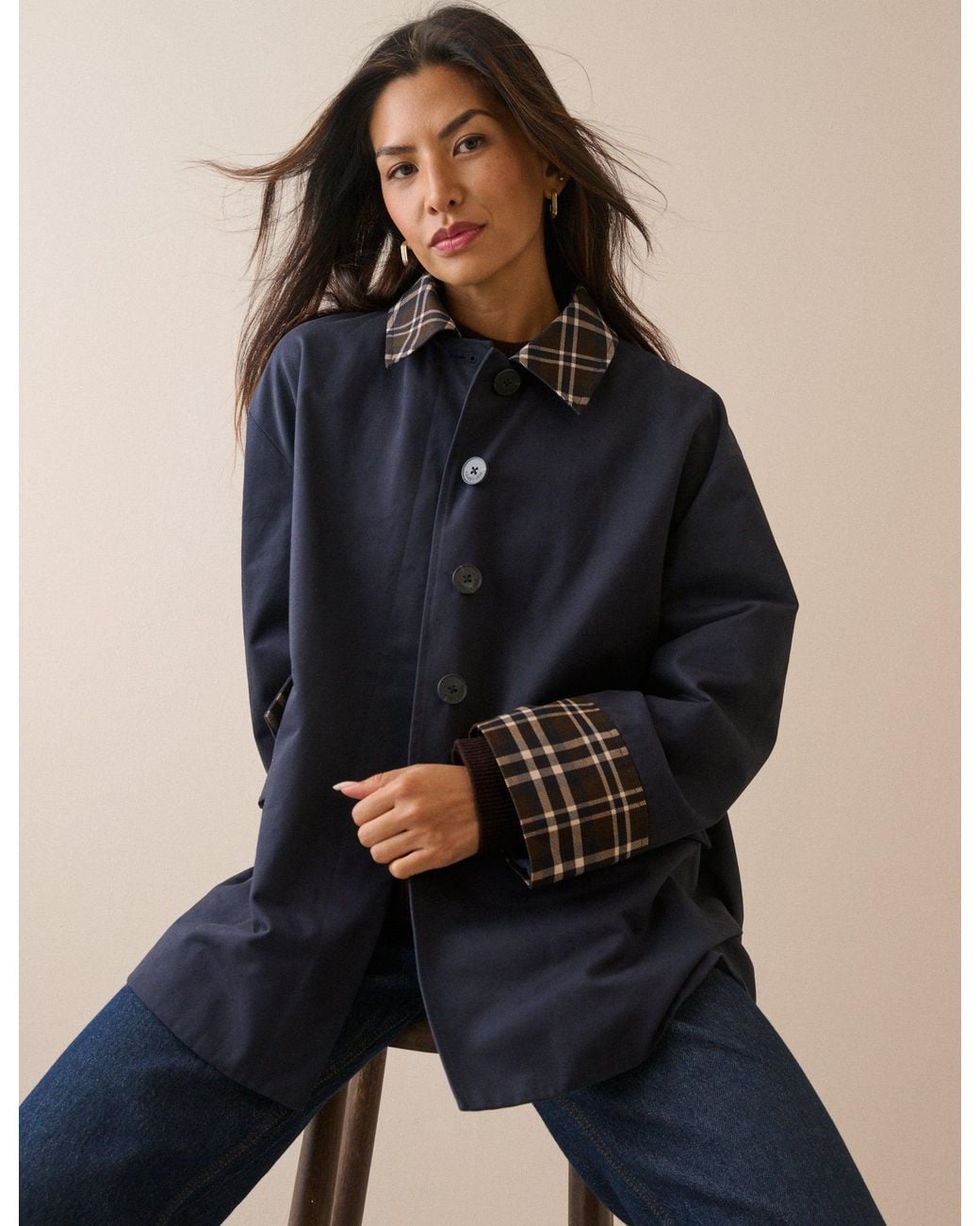 Nobody's Child Blue Tartan Trim Country Jacket