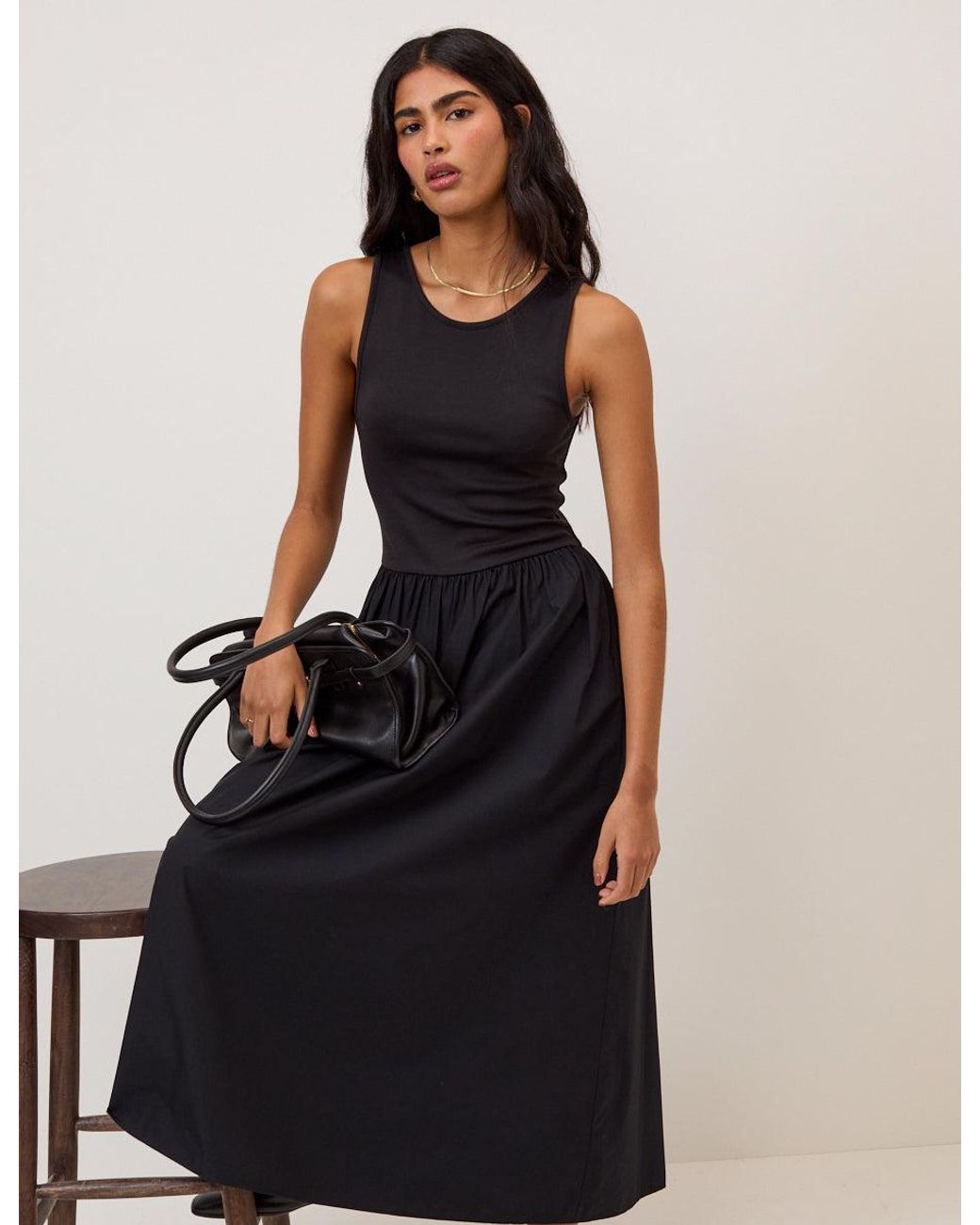 Nobody's Child Black Sleeveless Vera Midi Dress