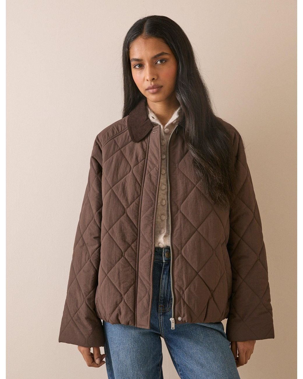 Nobody's Child Brown Quilted Blouson Bomber Jacket