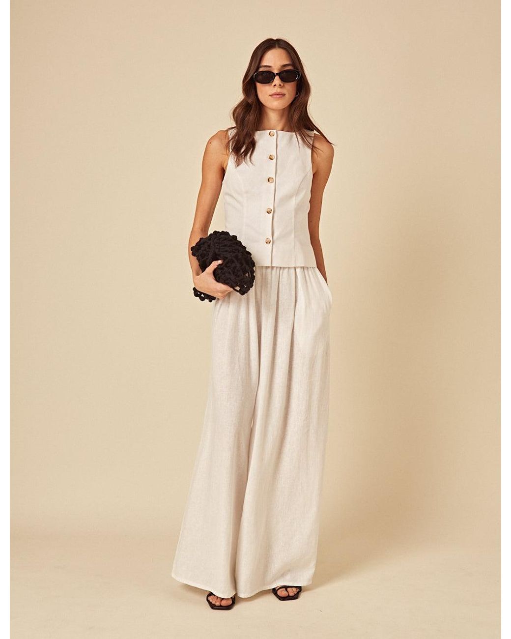 Nobody's Child Natural Linen-Rich Wide Leg Jerrow Trousers