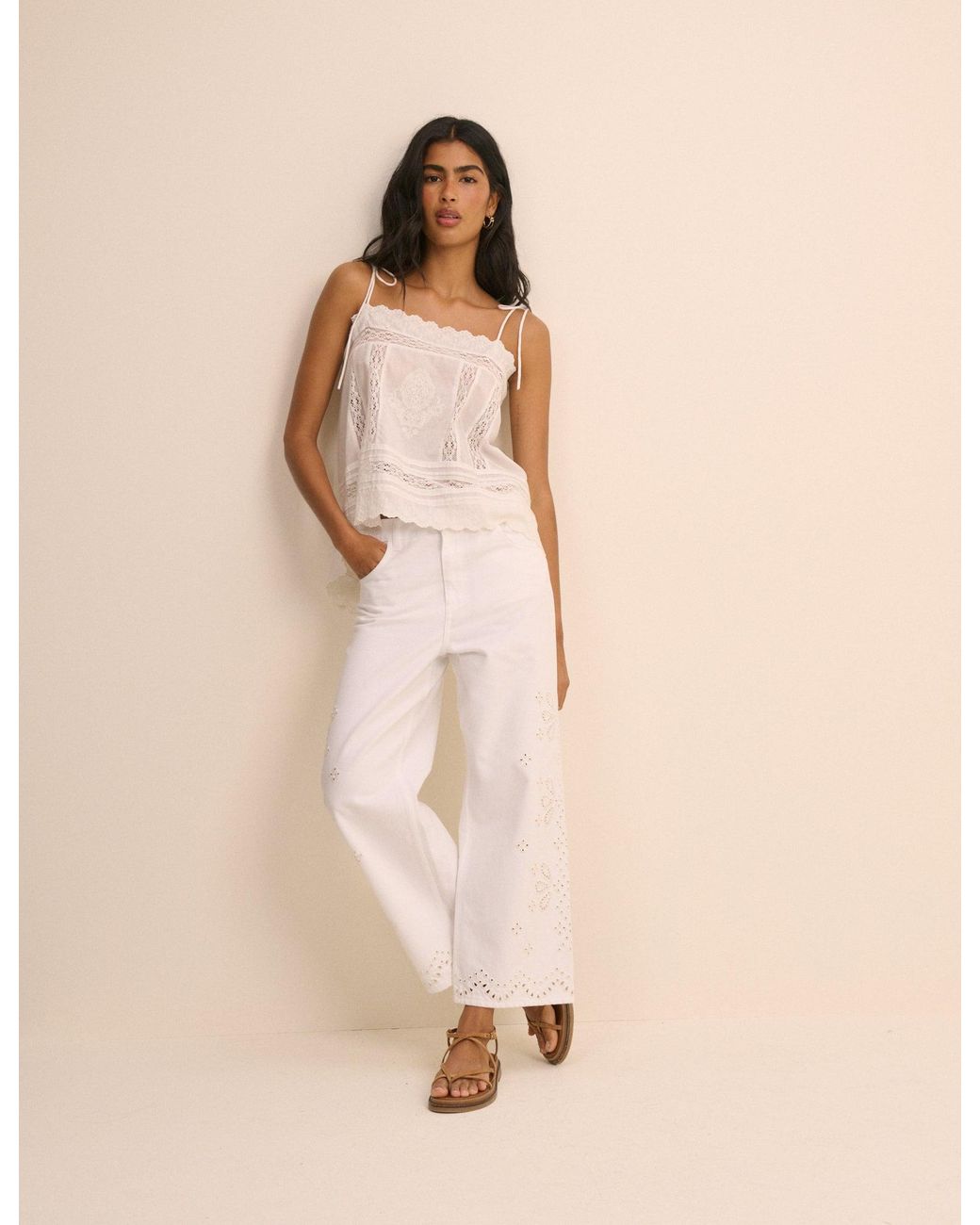 Nobody's Child Natural Embroidered Leyton Boyfriend Jeans