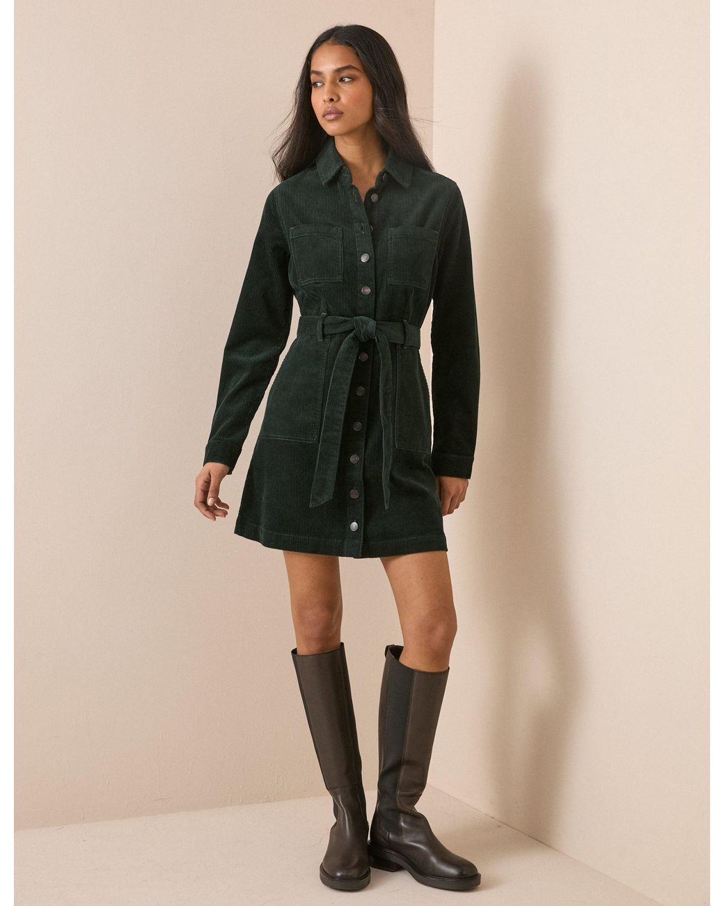 Nobody's Child Natural Cord Finchley Mini Shirt Dress