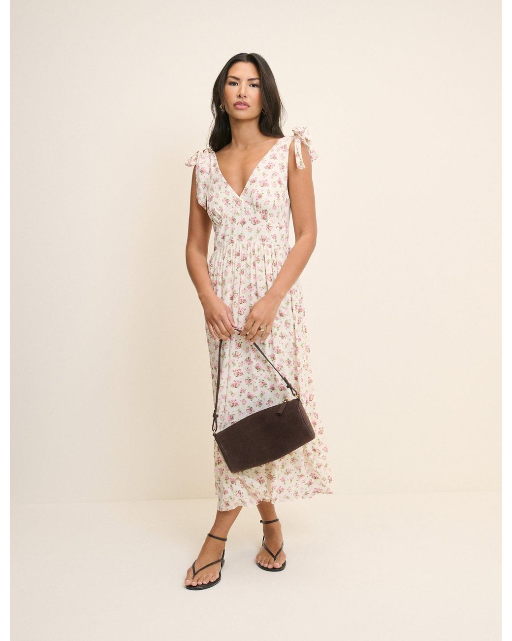Nobody's Child Natural Floral Coen Midi Dress