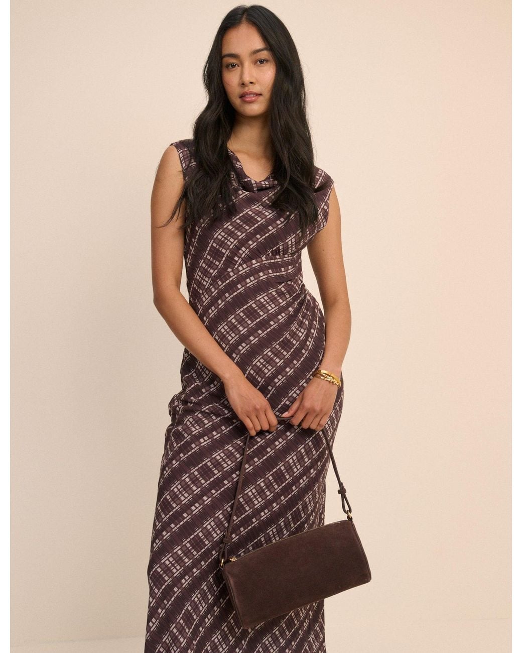 Nobody's Child Brown Suede Barrel Bag