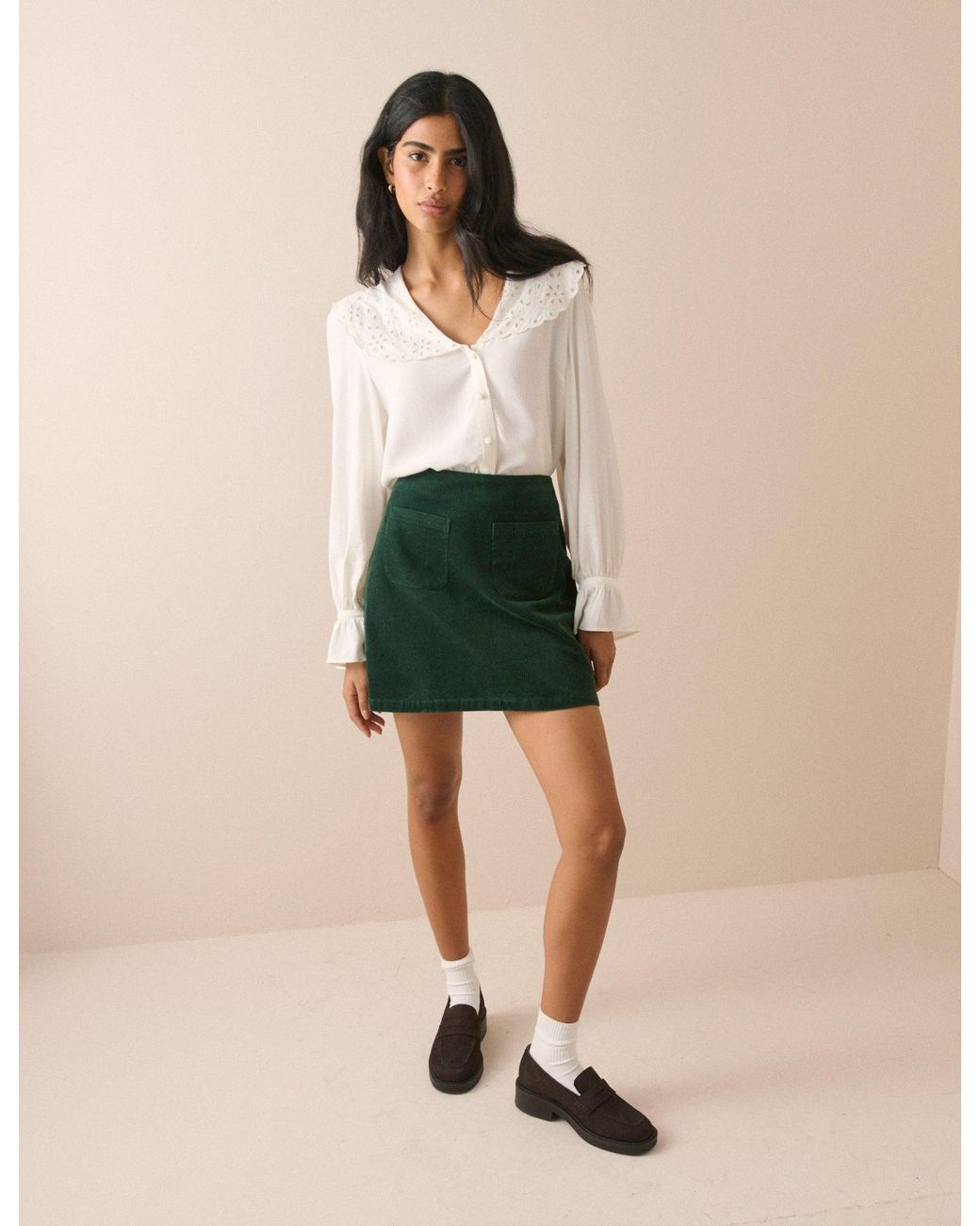 Nobody's Child Green Forest Cord Patch Pocket Mini Skirt