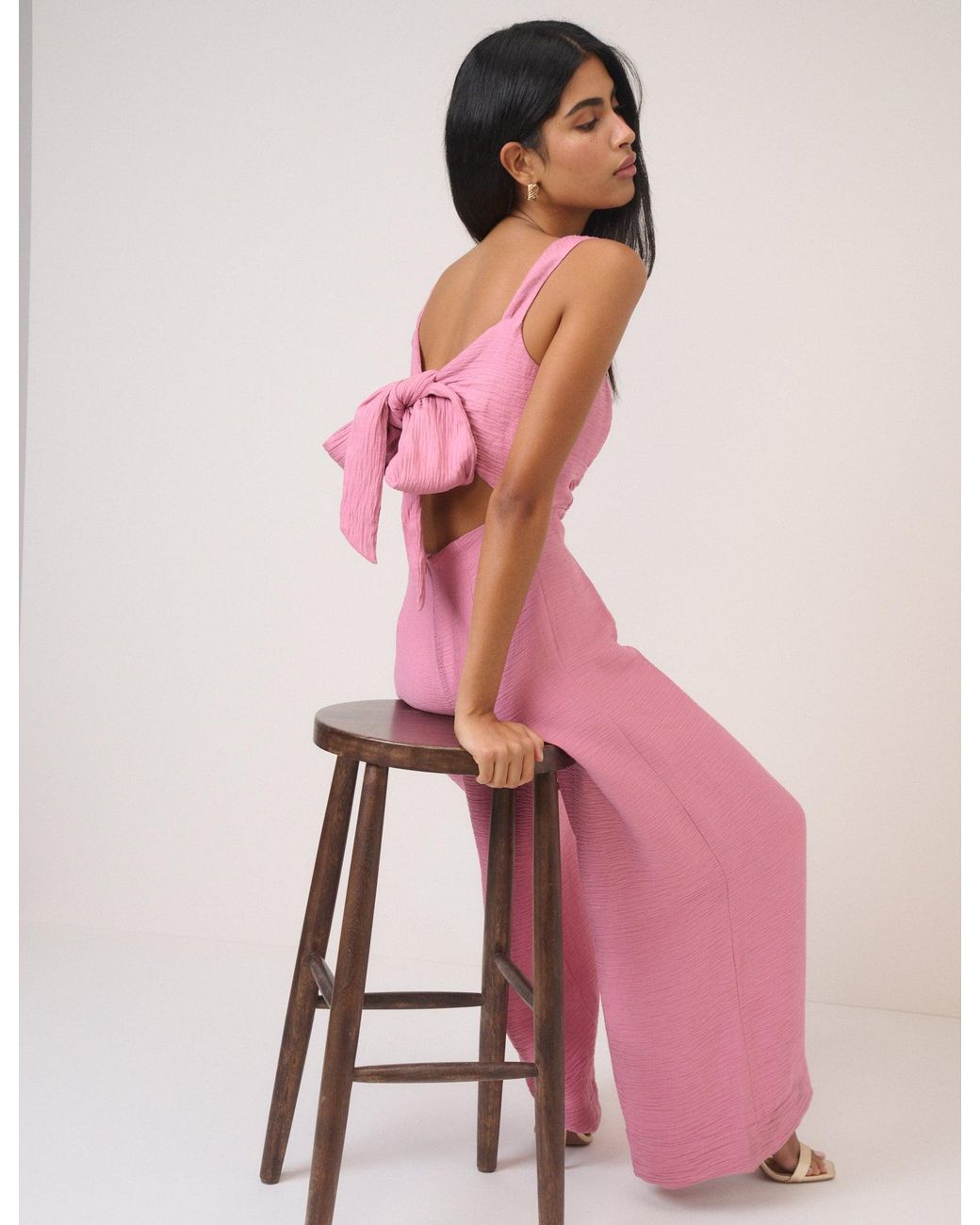 Nobody's Child Pink Square Neck Jumpsuit