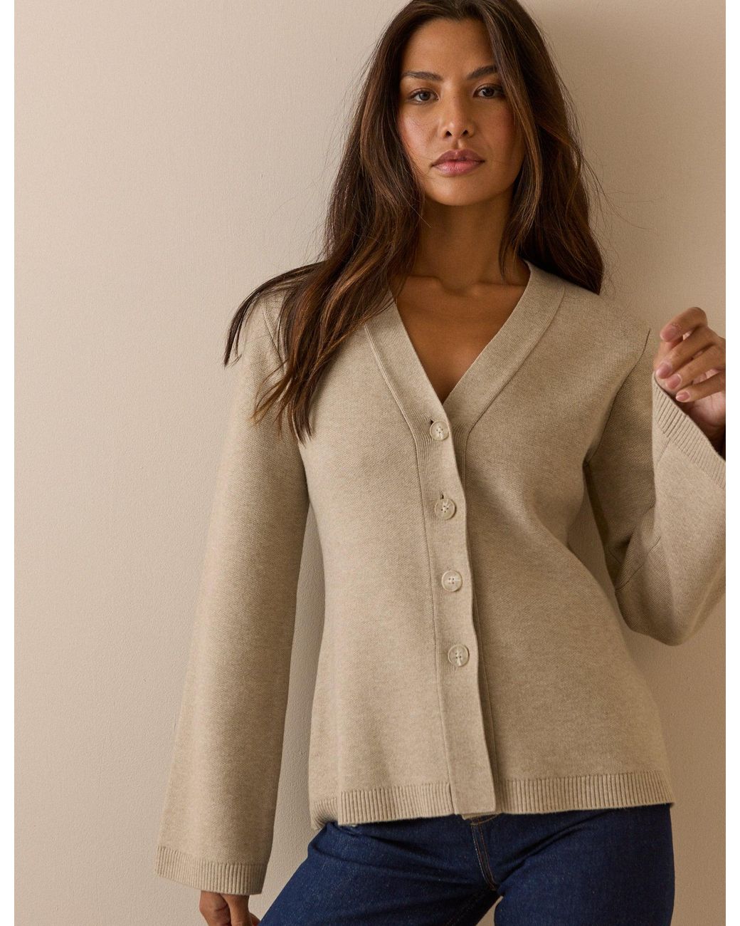 Nobody's Child Natural V-Neck Waisted Cardigan