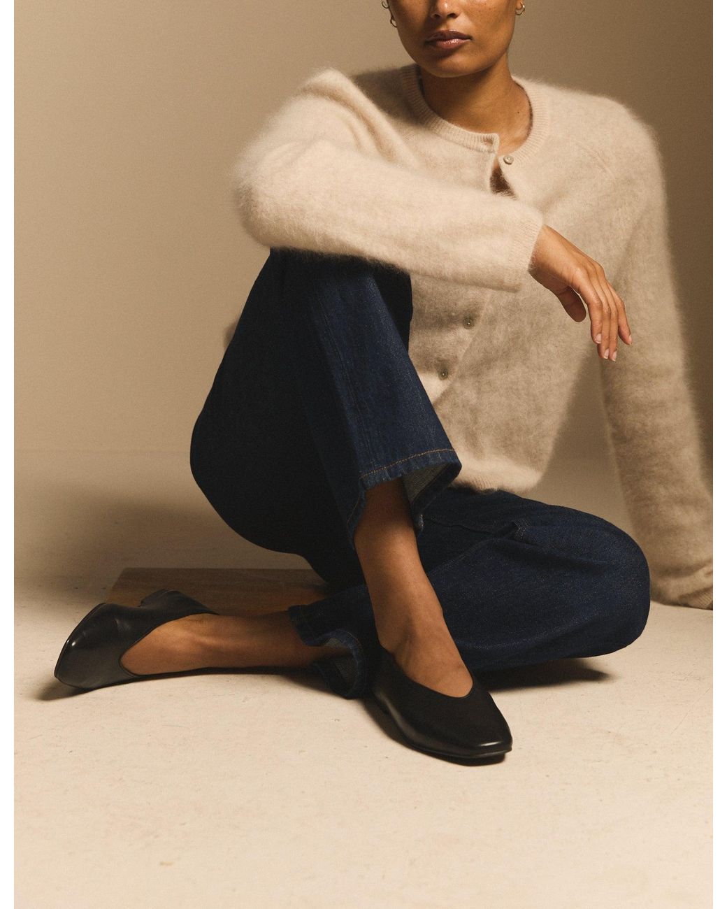 Nobody's Child Blue Leather High Vamp Ballet Flats