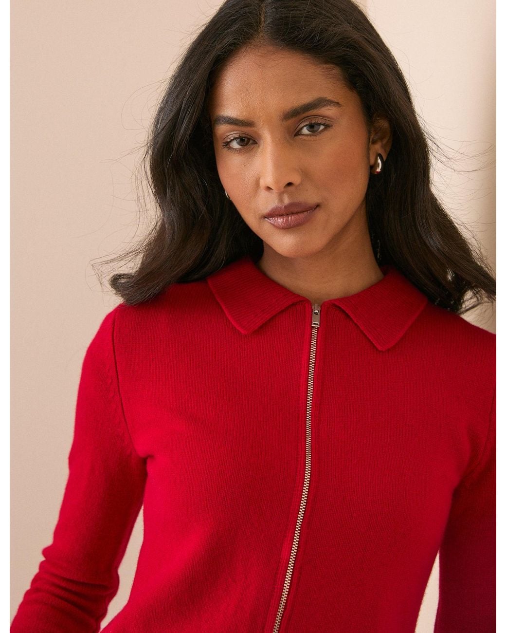 Nobody's Child Red Zip Through Wool Cardigan