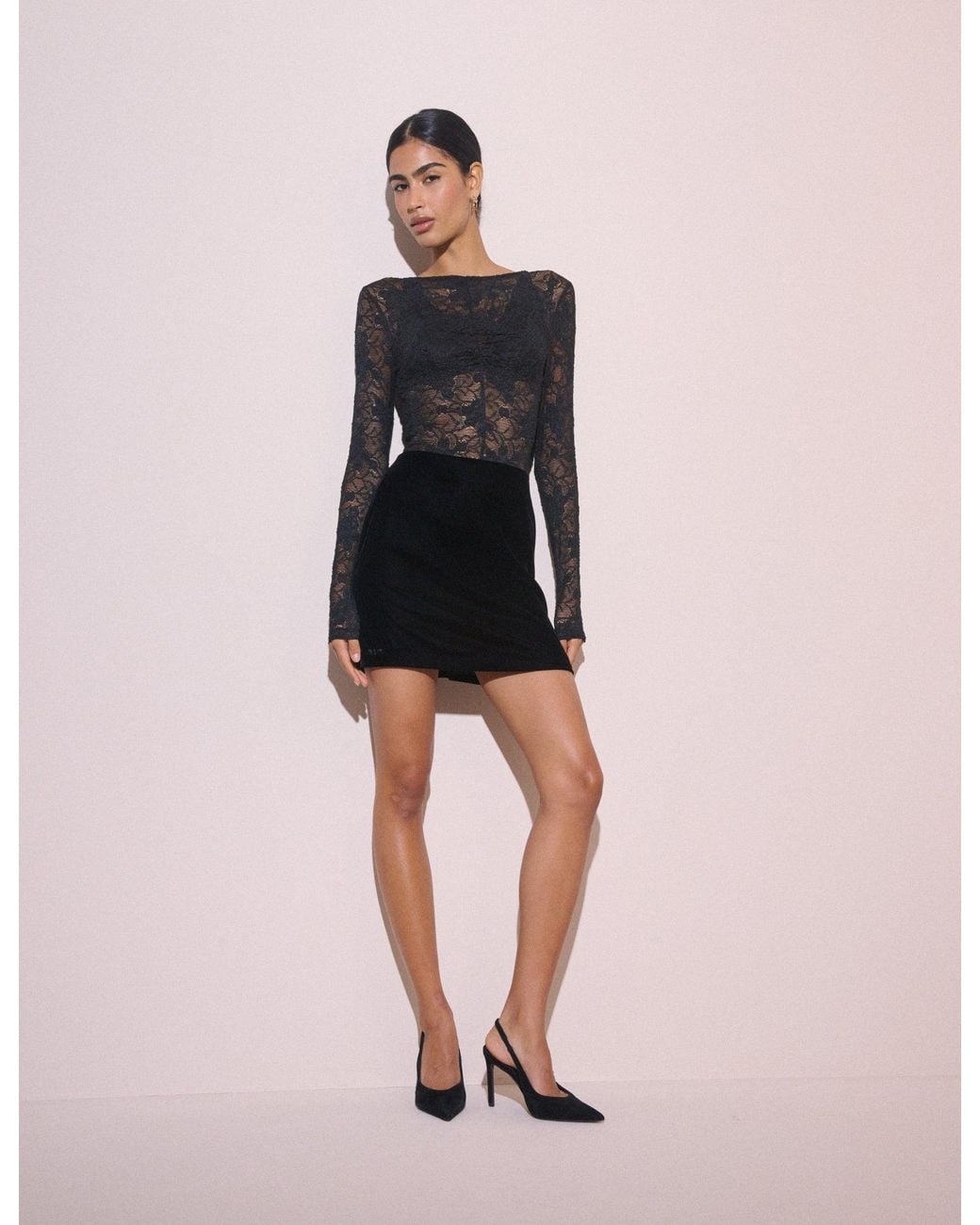 Nobody's Child Pink Velvet High Waisted Mini Skirt