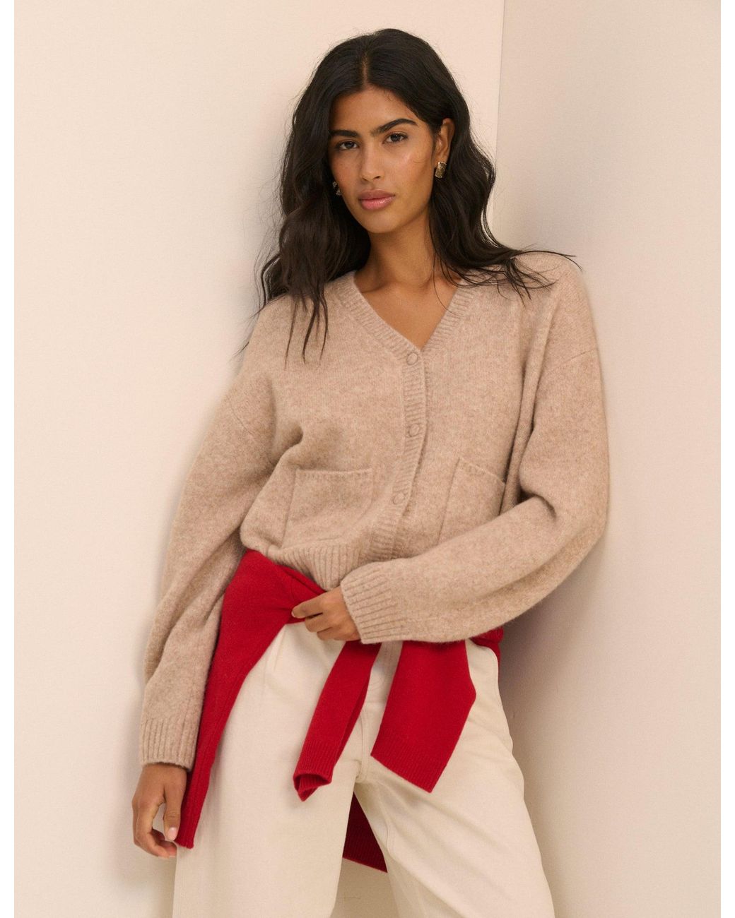 Nobody's Child Natural V-Neck Pocket Cardigan