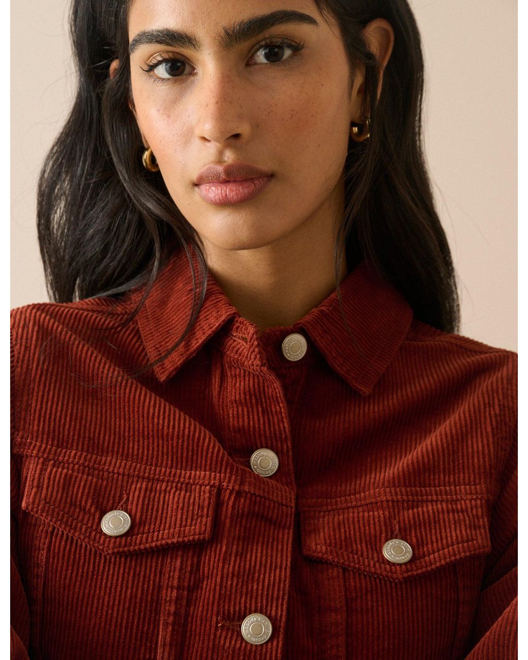 Nobody's Child Brown Rust Cord Sheena Shirt Dress